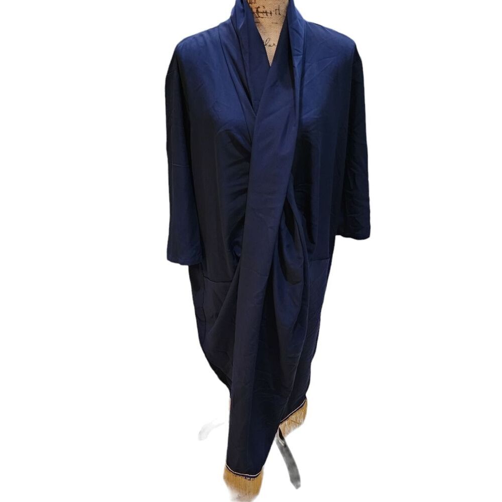 Dubgee by Whoopi Dress Womens SZ XL Church Shawl Collar Fringe Modest Work Basic